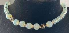 20in opalite beaded necklace silvertone