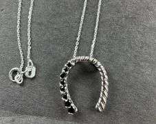 Sterling silver horseshoe pendant necklace 18in