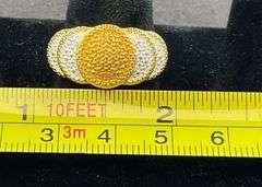 Yellow diamond accent scalloped platinum bond 18k gold plated size 7 ring