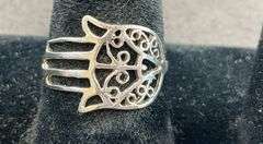 Sterling silver size 6 Hamsa ring 1.34g