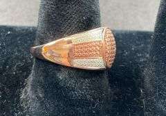 Diamond accent dome ring rose gold plated size 8