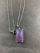 Purple turquoise pendant platinum bond and stainless steel chain 20in