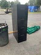 Black Four-Drawer Metal Filing Cabinet