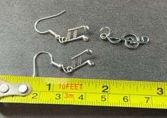 3-pc Silvertone musical note and treble clef pendant set