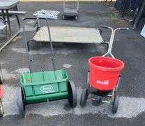 Two Push-Behind Seed Spreaders, Including Scotts Model 1000 and Sears 1100