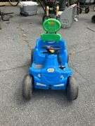 Blue Plastic Ride-On Toy Car with Steering Wheel and Rear Handle