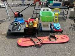 Kids Toy Lot with Ride-On Vehicles and Plastic Accessories