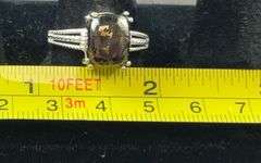 Sterling silver size 9 matrix silver shungite solitaire ring
