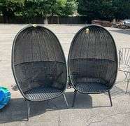 All-Weather Wicker Egg-Shaped Chairs with Four Legs