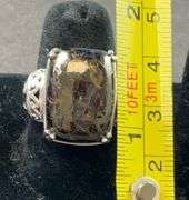 Shungite ring size 7 platinum bond