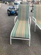 Striped Fabric Chaise Lounges with Metal Frames