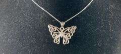 Sterling silver butterfly necklace 18in