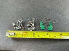 Two Pairs Of Cat Earrings One For Halloween Cat With Witch Hat And One Set For Christmas, Cat With Santa Hat