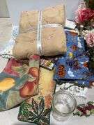 Four Boxes of Decorative Items, Tableware, Textiles, and Collectibles