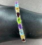 Multi Stone Cuff Bracelet 12.7 grams Sterling Silver size 2 1/2"