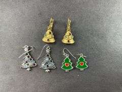 Three Sets Of Christmas Tree Earrings