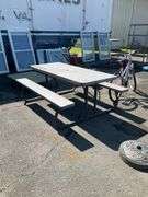 Lifetime Outdoor Picnic Table with Durable Plastic Top and Metal Frame, 71-Inch Length