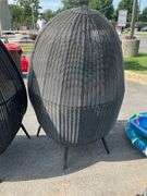 All-Weather Wicker Egg-Shaped Chairs with Four Legs