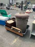 Plastic Bin with Trashcans and Planter Dolly