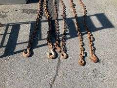 Three Metal Chains With Hooks, 10′ and 12′ Lengths