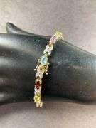 Multi Stone Gold Tone Silver Bracelet 11 grams Sterling Silver size 7.5"