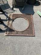 Iron Grate with Center Opening and Geometric Pattern