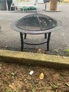 Round Metal Fire Pit with Mesh Top, 22-Inch Diameter