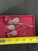 Silvertone necklace and earrings set