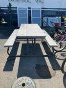 Lifetime Outdoor Picnic Table with Durable Plastic Top and Metal Frame, 71-Inch Length