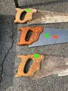 Three Handsaws with Wooden Handles