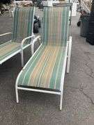 Striped Fabric Chaise Lounges with Metal Frames