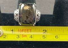 Shungite ring size 7 platinum bond