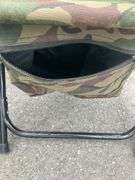 Folding Chair with Camo Seat, Metal Frame, and Zippered Storage