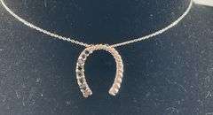 Sterling silver horseshoe pendant necklace 18in