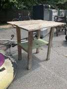 Wooden Work Table with Lower Shelf, 34”Hx34”Lx28”W