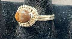 Sterling silver chocolate jasper ring size 8