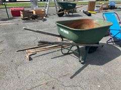 True Temper Wheelbarrow with Two Wooden Handles and Pneumatic Tire