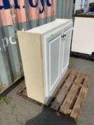 Wall-Mount Dual-Door Cabinet with Decorative Panels, 40×38″ High