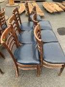 Seven Chairs with Wooden Frames and Fabric Seating