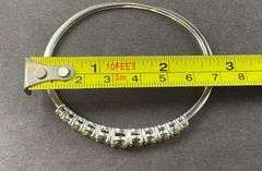 Bangle Bracelet Side Clasp With Peridot Colored Stones 12.4 grams Sterling Silver size 2 1/2"