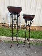 Freestanding Metal Plant Stands with Decorative Bowls