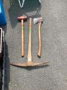 Sledgehammer, Axe, and Pickaxe Collection with Wooden Handles