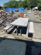 Lifetime Outdoor Picnic Table with Durable Plastic Top and Metal Frame, 71-Inch Length