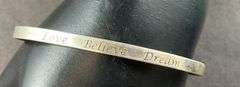 Thin Silver Cuff Bracelet "Love Believe Dream" Engraved 6.8 grams Sterling Silver size 2 1/4"