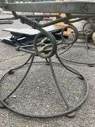 Swivel Patio Chairs with Curved Slatted Backs and Mesh Seats