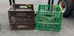 Plastic Storage Crates with Visible Cracks