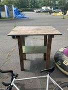 Wooden Work Table with Lower Shelf, 34”Hx34”Lx28”W