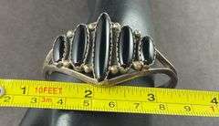 Vintage Black Onyx Cuff Bracelet 25.7 grams Sterling Silver size 2"