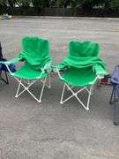 Five Folding Outdoor Chairs with Canvas Backing and Seating
