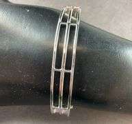 Bangle Bracelet With Multi Stones With A Clasp 20.3 grams Sterling Silver size 2 "